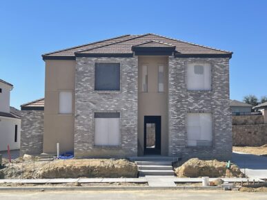 The exterior of a home under construction.