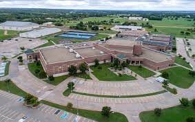An aerial view of a school campus.