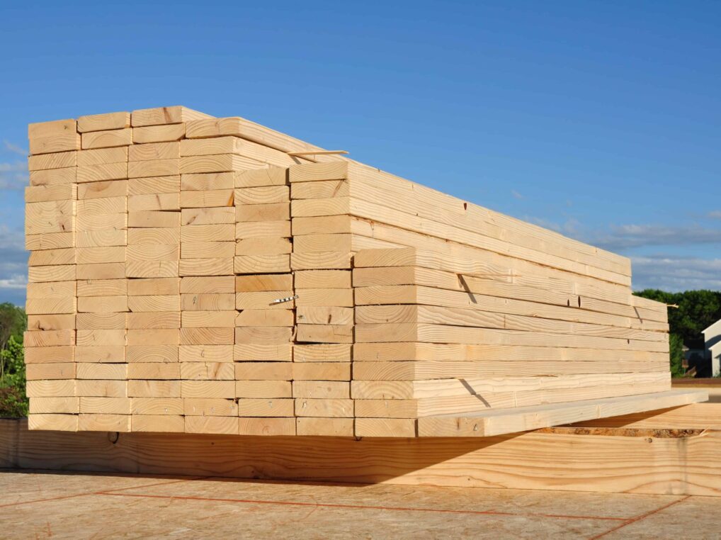 A stack of logs on a truck.