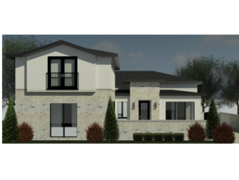 A rendering of a two story home.