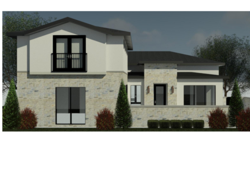 A rendering of a two story home.
