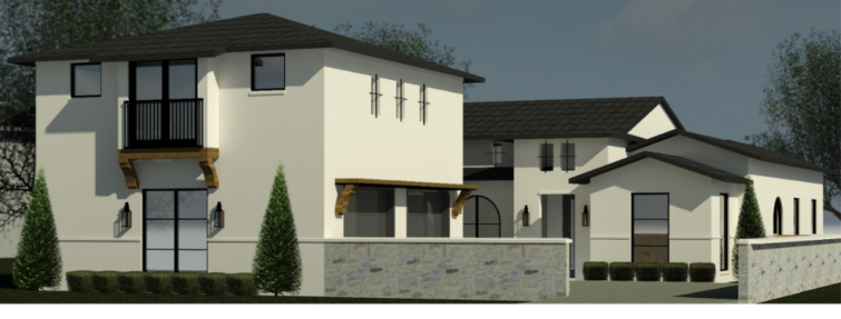 A 3d rendering of a house.