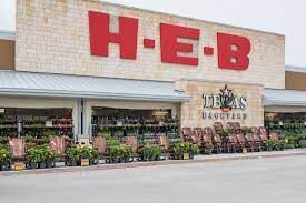 A store with a sign that says heb texas.